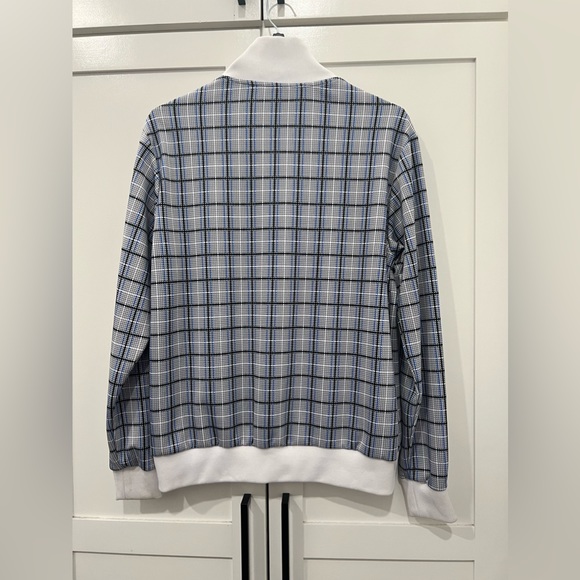 Jian Wang plaid full zip blue and white track jacket Men’s Large - Picture 7 of 16